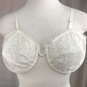Vintage 50s LEJABY Ivory Monowire‎ Lace Bra (32) French Lingerie Coquette Goth